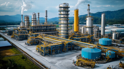 Obraz premium Palm oil processing facility factory.