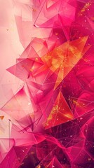 Captivating abstract backdrop with geometric shapes in bright deep pink and coral colors, enhanced by touches of gold