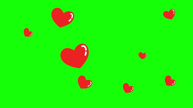background with hearts green screen heart pop up animation 4k chroma key
