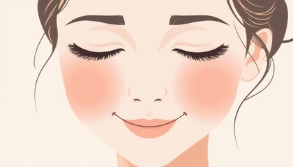 vector illustration of a serene person with a soft smile pastel tones and gentle lines creating a calming atmosphere of contentment and peace