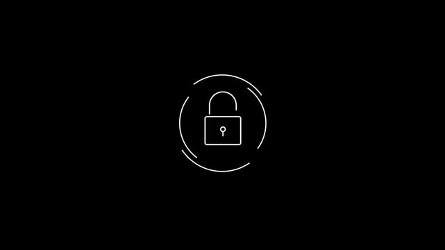 Security lock icon animation,lock and unlock stock line icon concept