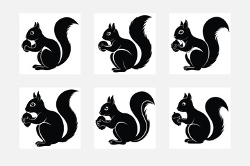 Minimal squirrel silhouette on white background artwork set for modern homes
