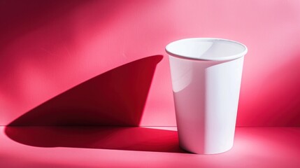 White Cup on Pink Background with Light.