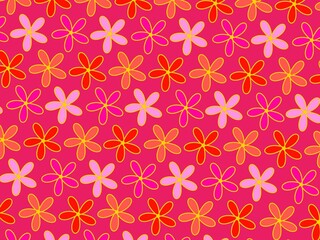 Colorful flowers seamless pattern on pink background