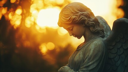 A statue of an angel holding a book, perfect for use in educational or spiritual settings