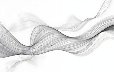 Fototapeta premium Abstract white background with wave vector line art for design banner, website header and presentation. Vector illustration. Simple light grey soft wavy lines background with copy space 