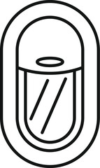 Simple line icon of an airplane window, representing the excitement and anticipation of air travel