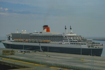 Legendary luxury ocean liner Queen Mary 2 cruiseship cruise ship at terminal in Zebruges, Belgium...
