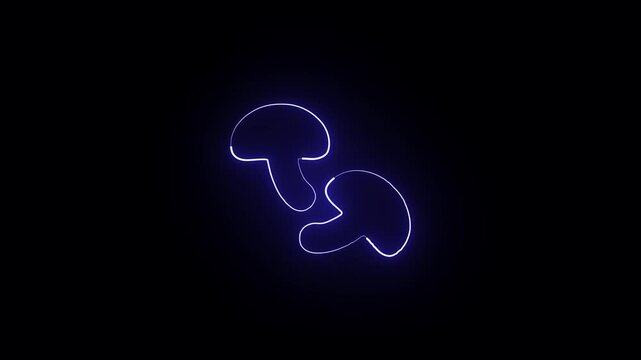  Mushroom icon animation . Natural food. Foraging edible mushrooms. Black background