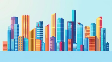 Colorful City Skyline.