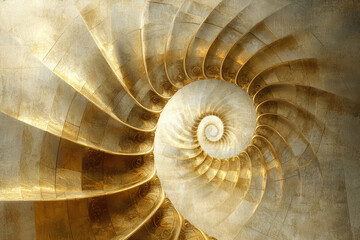 Obraz premium Radiant golden spiral symbolizing growth, evoking thoughts of nature's intricate designs and the essence of infinite possibilities and expansion.