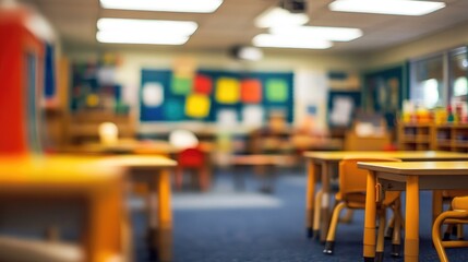 A Blurry image of elementary school classroom