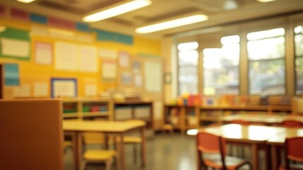 A Blurry image of elementary school classroom