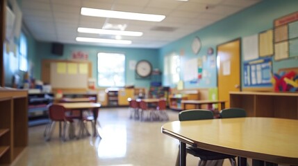 A Blurry image of elementary school classroom