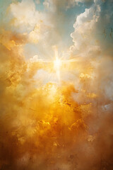 Divine Christian Imagery with Light Colors and Sky