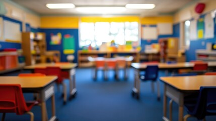 A Blurry image of elementary school classroom