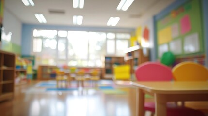 A Blurry image of elementary school classroom