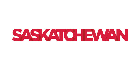 Saskatchewan in the Canada emblem. The design features a geometric style, vector illustration with bold typography in a modern font. The graphic slogan lettering.
