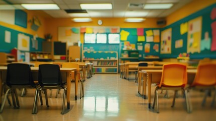 A Blurry image of elementary school classroom
