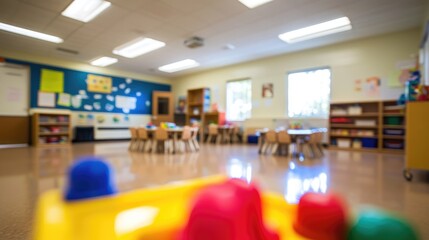 A Blurry image of elementary school classroom