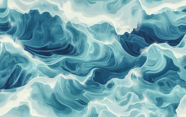 Obraz premium Swirling blue and white waves dance in an abstract ocean pattern.