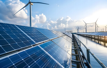 Solar photovoltaic panels and wind power installations