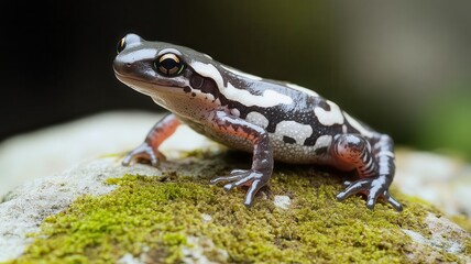 Obraz premium Salamander on a mossy rock