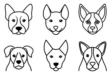 Dog Icon Vector Line Art Silhouette, Minimalist Canine Outline Illustration