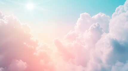 Bright sunbeams sky in pastel shades