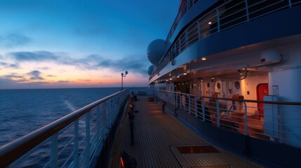Fototapeta premium Sunrise on the Cruise Deck