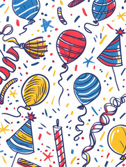 Obraz premium New Year and Christmas card, graphic advertising backgrounds in a doodle 2D illustrator style.