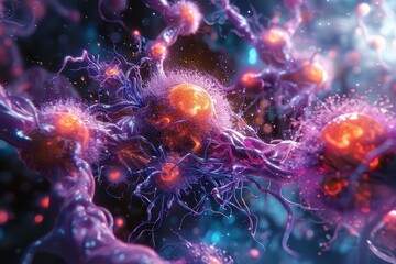 Fototapeta premium Nanobots repairing damaged cells in a human body.
