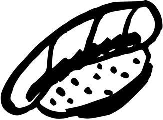 Sketch Sushi and rolls. Japanese traditional cuisine dishes nigiri, tamago, sashimi, uramaki,, temaki, futomaki. Perfect for asian restaurant, shop menu, logo, social media, web design, packaging 