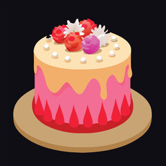 Cake for birthday, ceremony, event, celebration vector