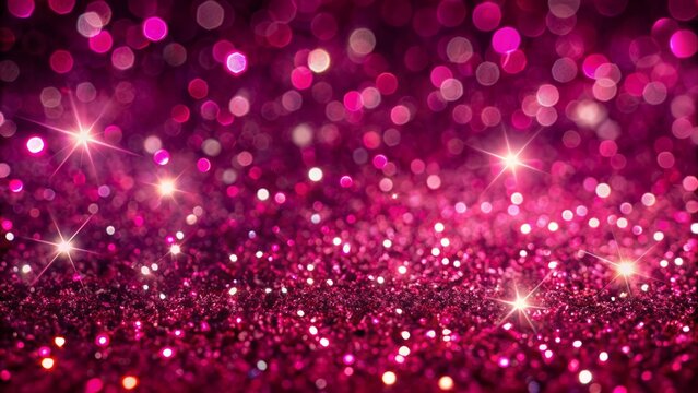 Vibrant hot pink glitter confetti sparks against a dark background, creating a luxurious, festive, and elegant abstract Christmas texture with a seamless repeating pattern.