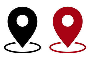 Black and red location icons