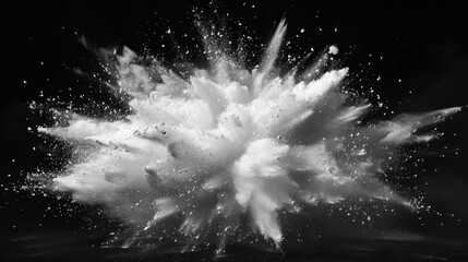 Dramatic White Powder Explosion Against Black..