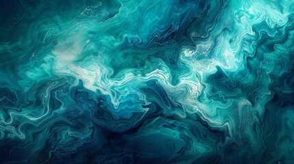 Intriguing tendrils of navy and mint smoke floating gracefully in a sea of black.