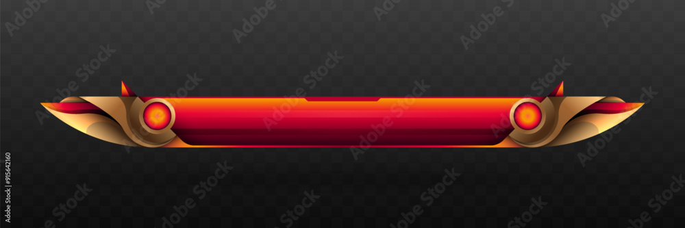 Wall mural fantasy game title lower third banner with golden borders for game ui designs