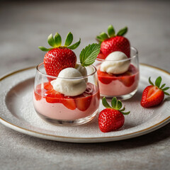 berries Cake Pavlova with cream Ai photo