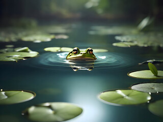 frog in the water ai generative 