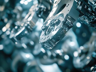 Close-up shot of intricate machine gears and mechanisms