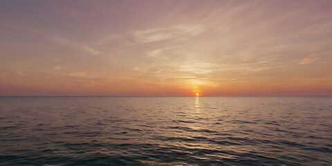 Sea landscape view in sunset, beautiful dawn in horizon,  cloudy sky