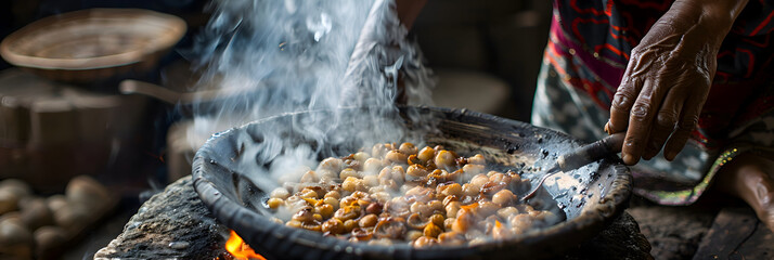 Visualize an ethnographer documenting the culinary traditions of a coastal village, focusing on the preparation and cultural significance of seafood dishes