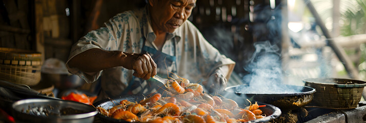 Visualize an ethnographer documenting the culinary traditions of a coastal village, focusing on the preparation and cultural significance of seafood dishes