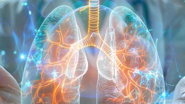 A hospital doctor holding his lungs in his hands
