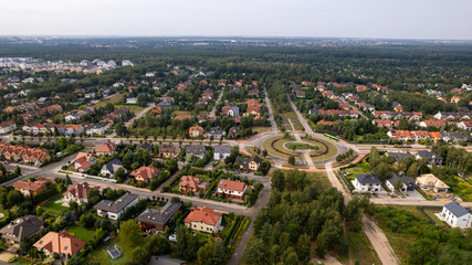 Obraz premium drone aerial shot over residental area in Poznan City Poland in the fall