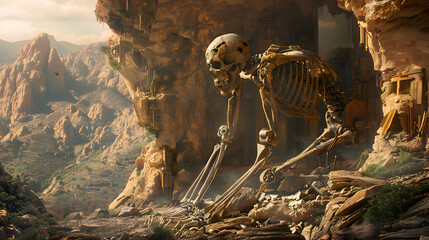 Visualize the evolution of human technology, from simple stone tools to complex machinery, over thousands of years