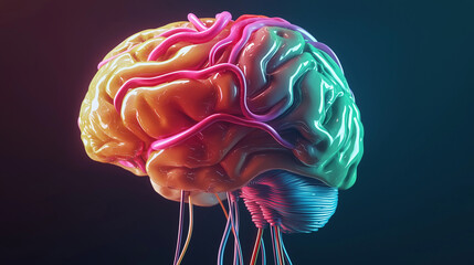 Colorful neural brain illustration with vivid detail and texture.