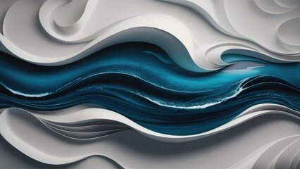 Obraz premium Elegant Oceanic Flow with a White Sophisticated Background Minimalistic Silk Backdrop Featuring Nautical Elements Deep Indigo Blue Horizon with Ethereal Sea Imagery Liquid Watercolo